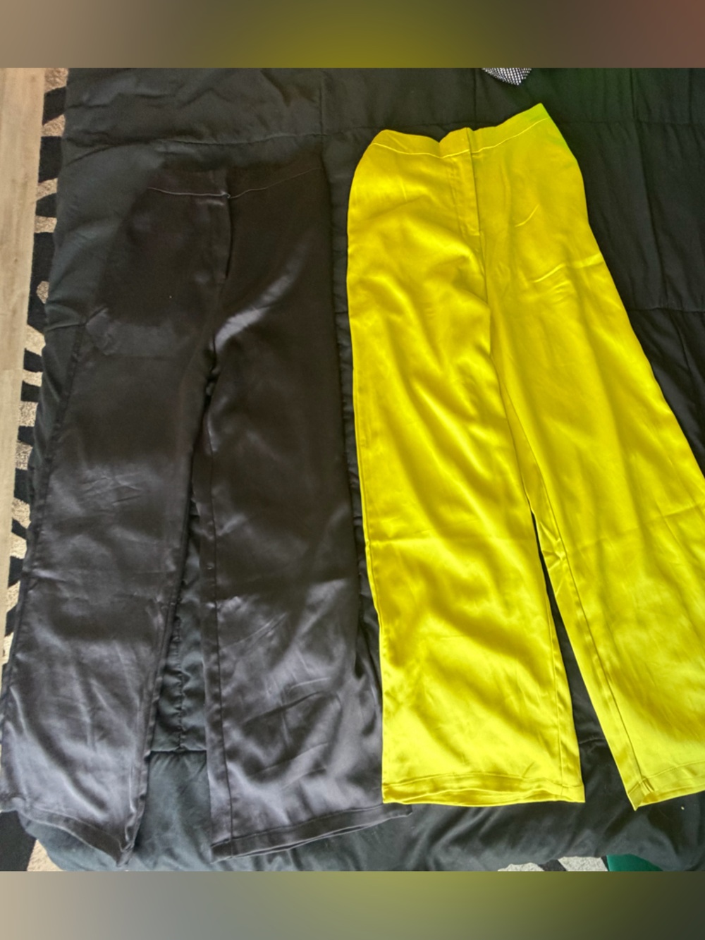 2 pairs Black &  Yellow Wide-Leg Pants